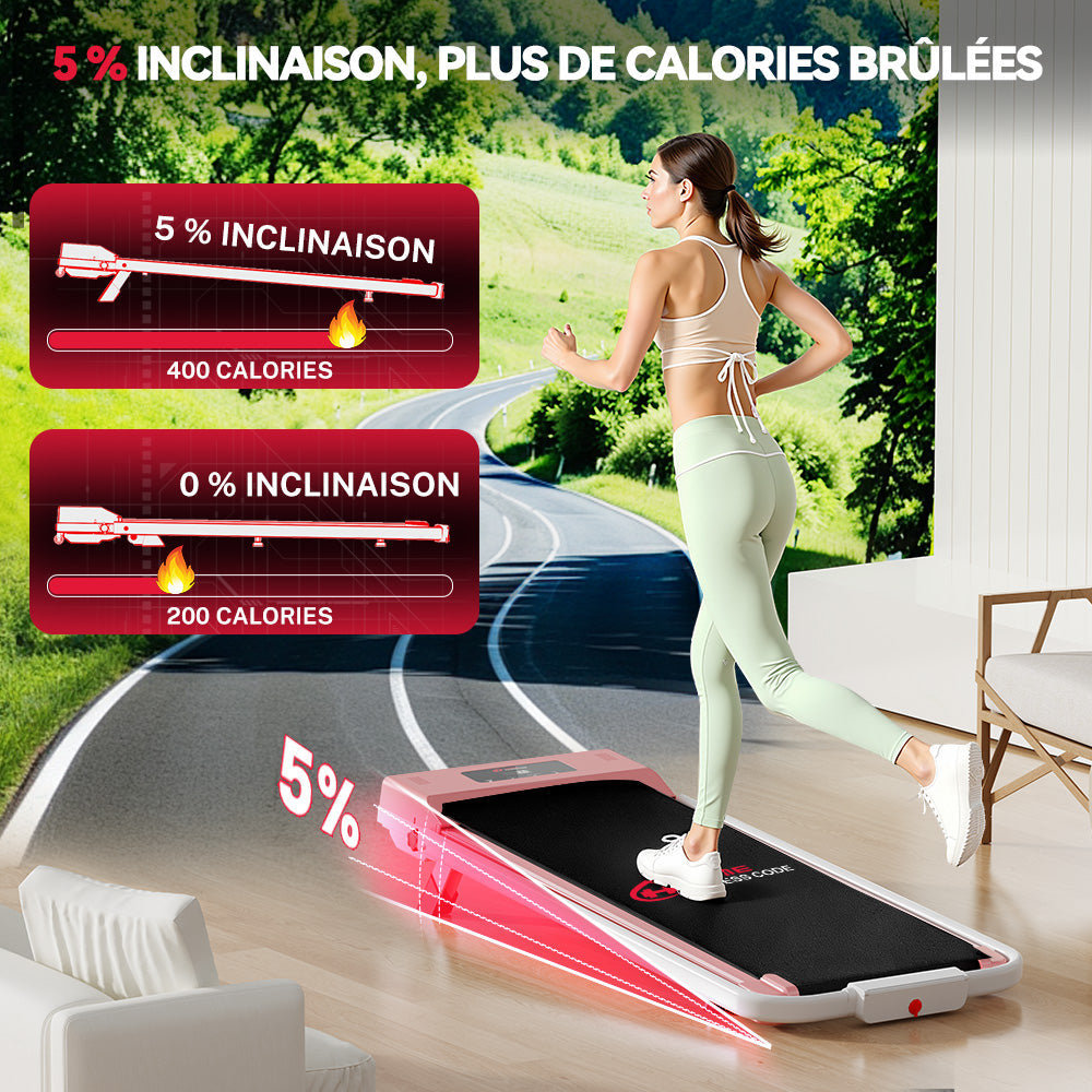 Tapis de Course Pliant C1, Vitesse 1-10KM/H, 5% Inclinaison Manuelle