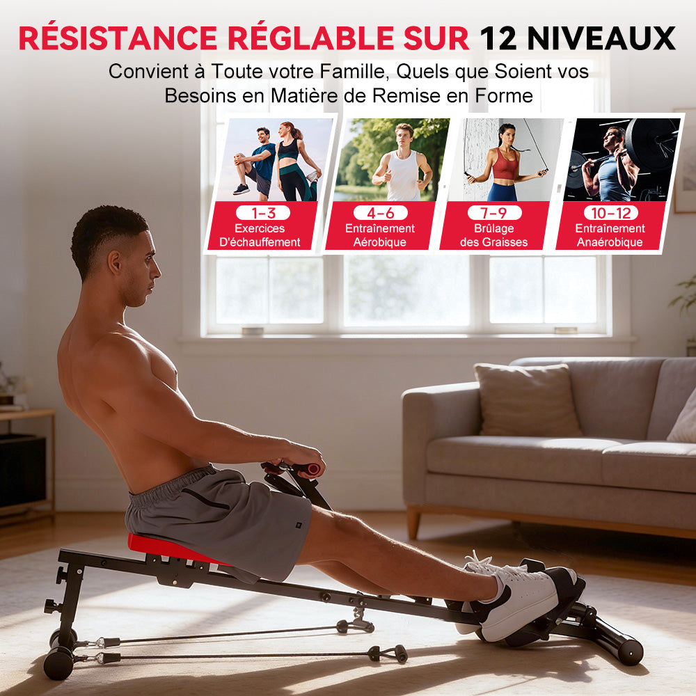 Rameur Hydraulique, Résistance à 12 Niveaux