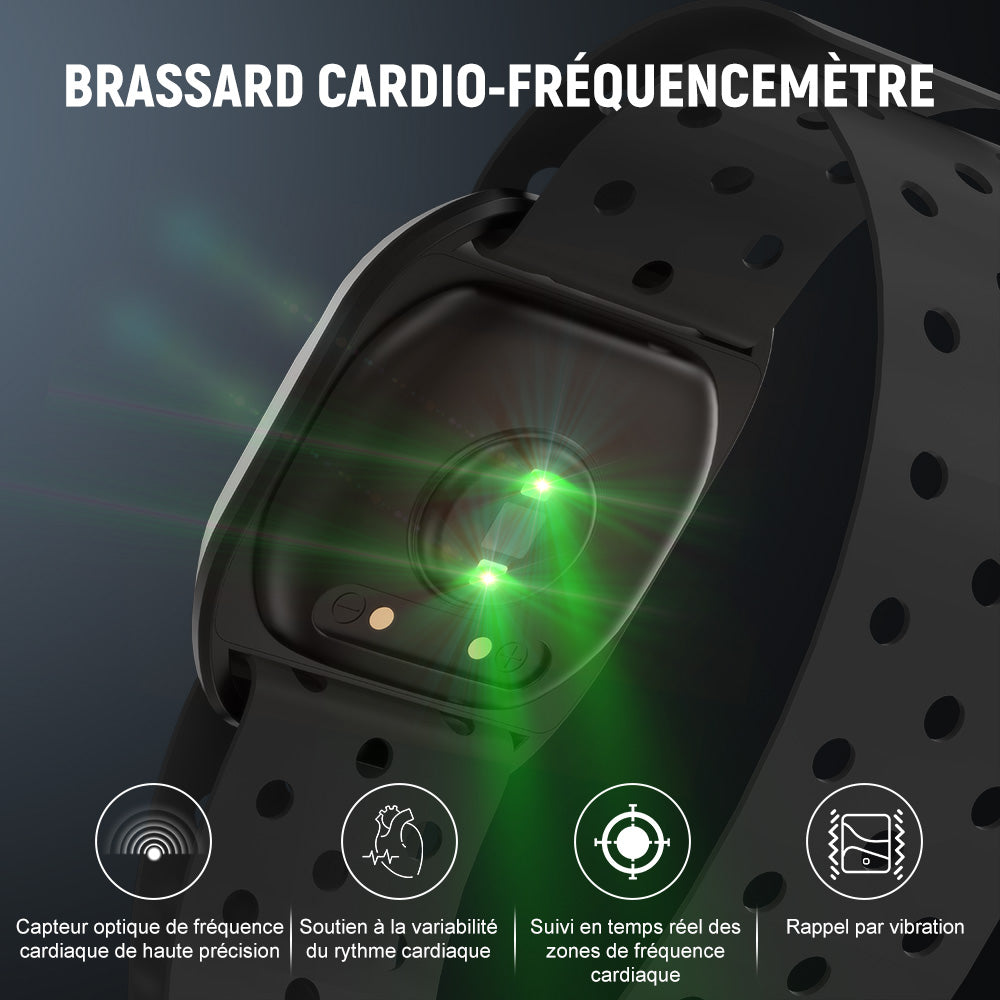 Brassard Cardio-Fréquencemètre, Bluetooth 5.0/ANT+, Étanchéité IP67