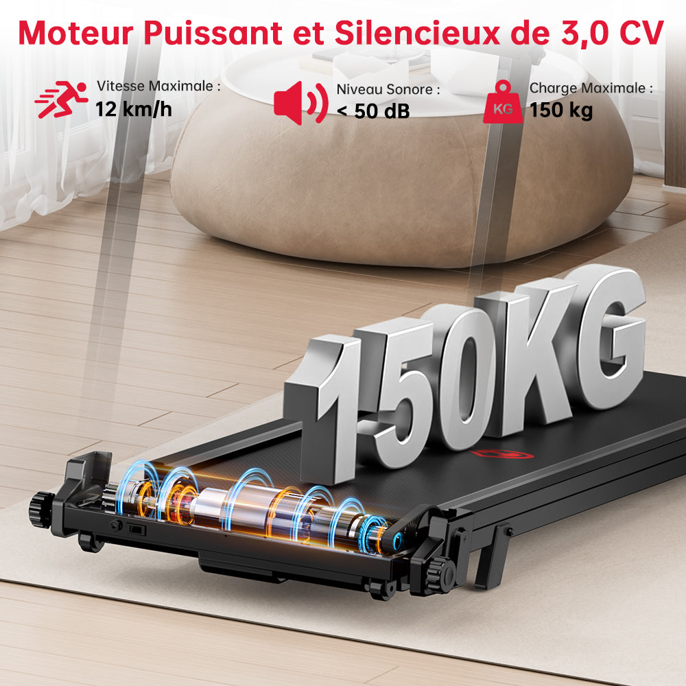 Tapis de Course Pliant Q8, Vitesse 1-12KM/H, Inclinaison Manuelle 5%