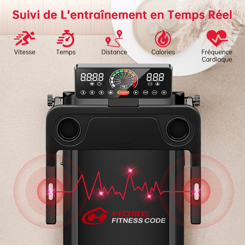 Tapis de Course Pliant Q8, Vitesse 1-12KM/H, Inclinaison Manuelle 5%